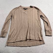 Brown Taupe V Neck Vintage Sweater Size Small EUC