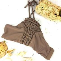 Cape And Juby Brown Bikini Boho Top Size Small