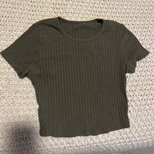 olive ribbed crop top