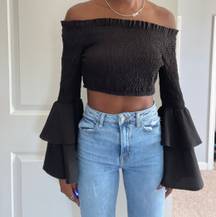 Boohoo Bell Bottom Sleeve Top