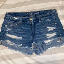 American Eagle Ripped Jean Shorts Mid Rise