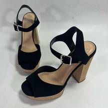 Women's Size 8.5 Black Suede Platform Heels EUC