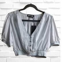 DKNY Denim Chambray V-Neck Crop Top Size Large