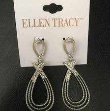 Unusual Ellen Tracy Pave Crystal Earrings