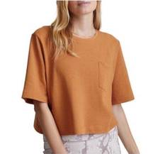 Varley Bexley Cropped Perforated cotton jersey t shirt in orange