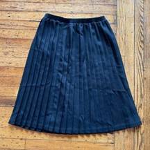 Blair Boutique Vintage Black Elastic Waist Pleated Midi Skirt Size Large