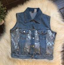 Zana•di denim/vinyl denim vest size medium