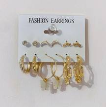 Boutique 6 Piece Gold Earring Set - Sky Set