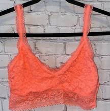🎓 Bright Orange Tangerine Lace Bralette