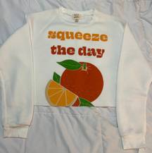 “Squeeze the Day” orange cropped sweatshirt- NWT! 