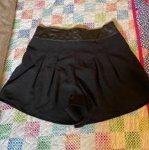 Black Shorts with Leather Trim