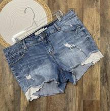 Torrid Denim Cut Off Jeans Shorts Womens Plus Size 18 Lace Trim Distressed