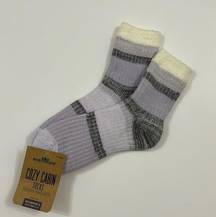 Neo cozy cabin fade purple stripe crew aloe infused socks size medium