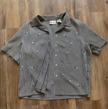 Vintage Gingham Button Tee