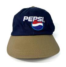 Pepsi Cola Vintage 90s Adjustable Snapback Colorblock Tan & Navy Streetwear Hat