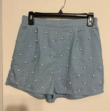 Pearl Denim Stretchy Shorts