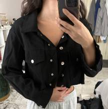 Black Denim Crop Jacket