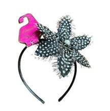 Candie's Headband Hair catcher Polka Dot Feather Flower Black Pearl Beaded Retro