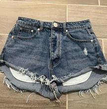 Honeybum cheeky cut off denim jean shorts size small button fly