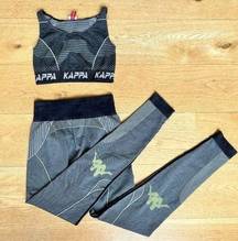 Kappa Authentic Trybunalski Knit Leggings and Myslovice Sports Bra in Black & Gr