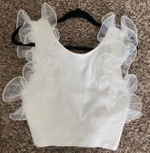 Frilly White Cropped Top 