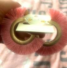 Light Pink Tassel Hoop Earrings