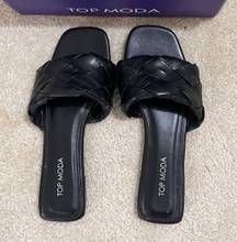 Top Moda Fiesta Black Slide-On Sandals