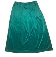 Blair green velour maxi pencil skirt pull on elastic waist back slit size Large