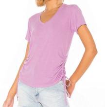 Bobi Lavender Ribbed Side Cinch Tee Shirt