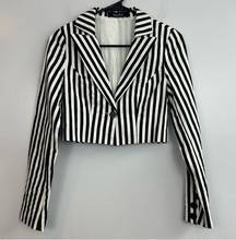 Akira Black & White Striped Cropped Blazer/Jacket Size Small