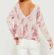 FATE Distressed Tie-Dye Sweater Open Back V-Neck S