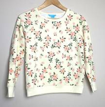 Draper James Natalie Sweatshirt in Cream Magnolia Floral Print Size XS