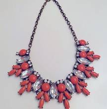 Coral and rhinestone statement necklace