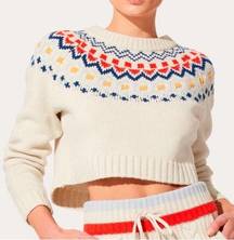 Solid & Striped The Carly Pullover Fairisle Sweater In Eggshell Multi sz XS