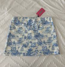 Delft Print Low- Rise Skirt NWT