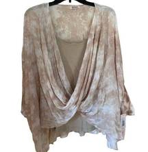 NWT Badgley Mischka Tie Dye Drape 2 piece Dolman Sleeve top Boho Woman’s Large