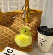 NEW Faux Mink Fur Duck Chick Keyring Bag Charm