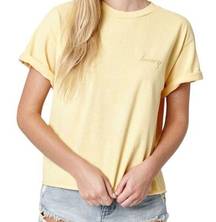 John Galt  Brandy Melville Short Sleeve Cropped HONEY Shirt Yellow One Size