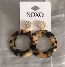 New XOXO Tortoise & Pave Crystal Disk Earrings