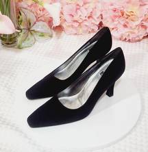 Stuart Weitzman  Vintage Black Suede Heel Pumps Size 6B