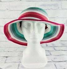 Jaclyn Smith Floppy Hat Women’s One Size Beach Summer Colorful Stripes Packable