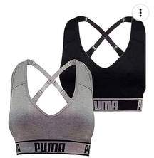 PUMA NEW SPORTS BRAS Set of 2 BLACK & GREY Size XL ~ Extra Large