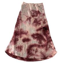 Love Tree Skirt Womens Small Pink White Tie Dye Midi Stretch Waist A Line Satiny