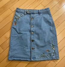 Lily And  Embroidered Jean Skirt