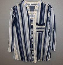 Women's Blue and White Striped Blouse