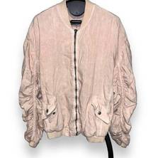 Free People Jacket Women Small Bomber Ruched Oversized Slouchy Linen Xs