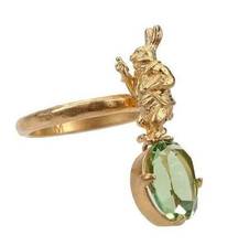 Dior Dream Ring size M Gold Finish Metal With Green Crystal