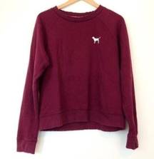 PINK - Victoria's Secret PINK VS VICTORIA'S SECRET Burgundy Maroon Red Pullover Crewneck Sweatshirt Small