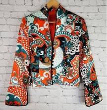 JS Silk Kimono Blazer 8 Womens Jacket Asian Floral