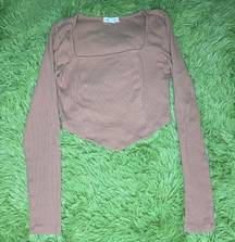 Brown V Cropped Sweater